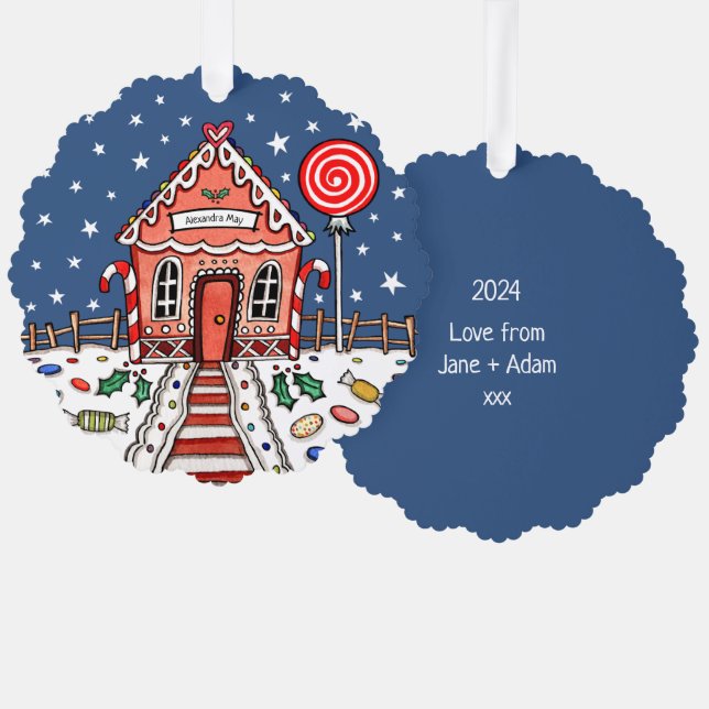 Gingerbread House Christmas Tree Decoration Card (Front/Back)