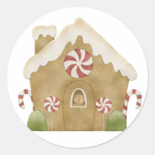 Gingerbread house classic round sticker