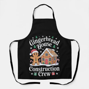 Gingerbread House Construction Crew Christmas Xmas Apron