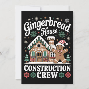 Gingerbread House Construction Crew Christmas Xmas Holiday Card