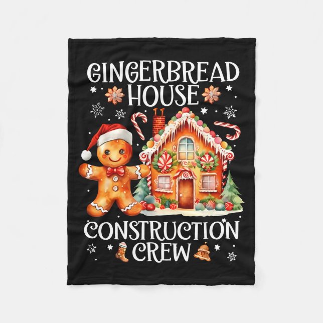 Gingerbread House Construction Crew Cookie Baking  Fleece Blanket (Front)