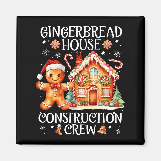 Gingerbread House Construction Crew Cookie Baking  Magnet (Front)
