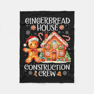 Gingerbread House Construction Crew Cookies Baking Fleece Blanket