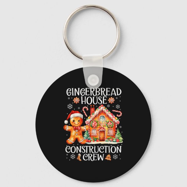 Gingerbread House Construction Crew Cookies Baking Key Ring (Front)