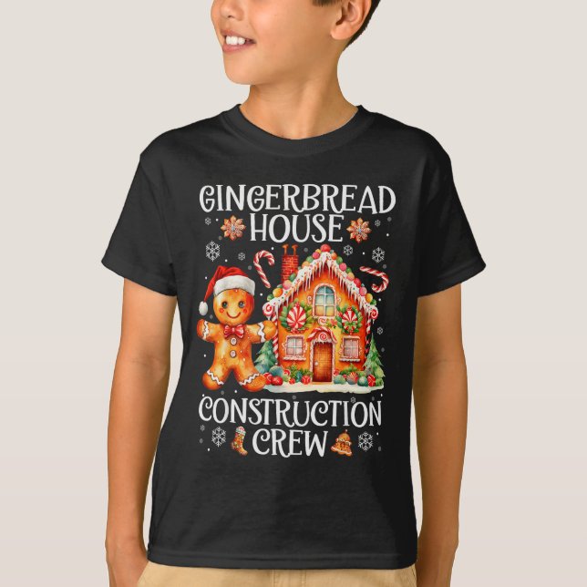 Gingerbread House Construction Crew Cookies Baking T-Shirt (Front)