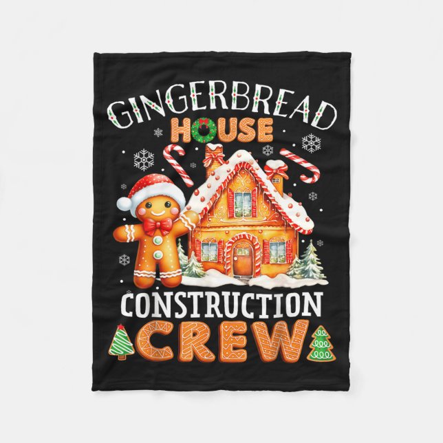 Gingerbread House Construction Crew Decorating Bak Fleece Blanket (Front)