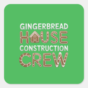 Gingerbread House Construction Crew Digital Art  Square Sticker