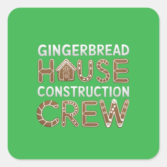 Gingerbread House Construction Crew Digital Art  Square Sticker (Front)
