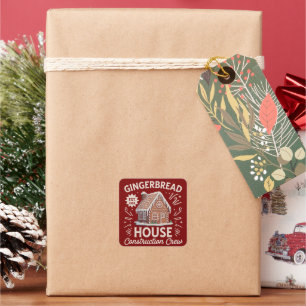 Gingerbread House Construction Crew Funny Xmas  Square Sticker