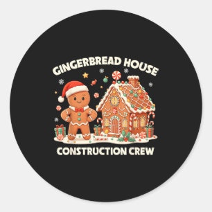 Gingerbread House Construction Crew Kids Men Women Classic Round Sticker