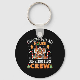 Gingerbread House Construction Crew Kids Men Women Key Ring