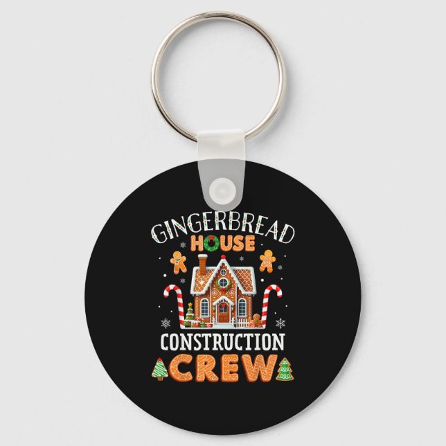 Gingerbread House Construction Crew Kids Men Women Key Ring (Front)