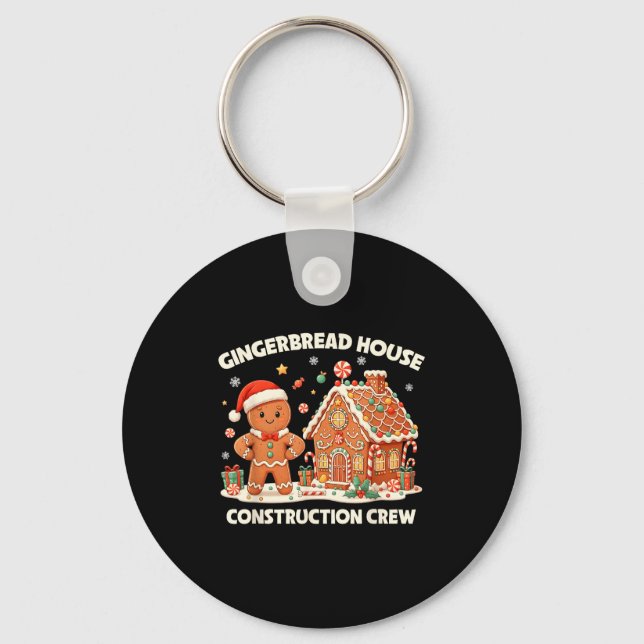 Gingerbread House Construction Crew Kids Men Women Key Ring (Front)