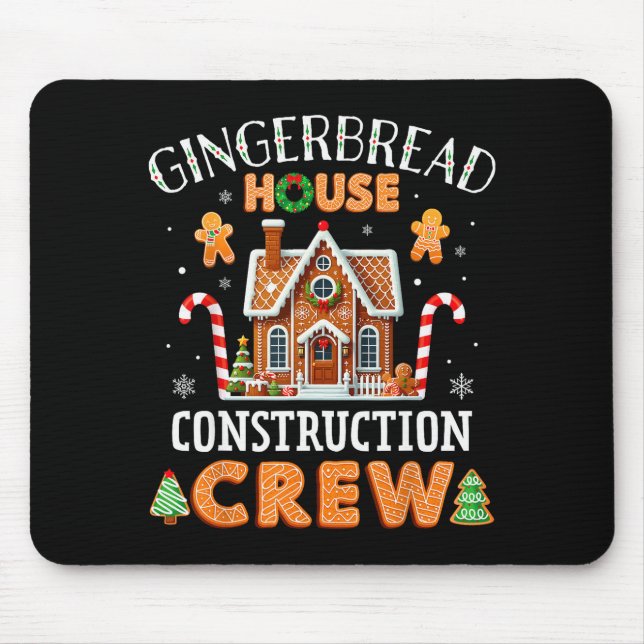 Gingerbread House Construction Crew Kids Men Women Mouse Mat (Front)