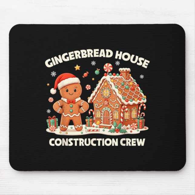 Gingerbread House Construction Crew Kids Men Women Mouse Mat (Front)