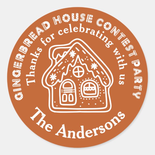 Gingerbread House Contest Party Thank You  Classic Round Sticker (Front)