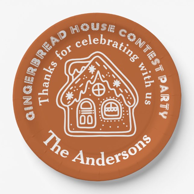 Gingerbread House Contest Party Thank You  Paper Plate (Front)