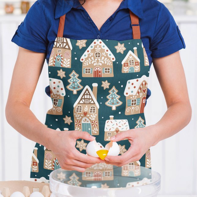 Gingerbread House Cookie Christmas Holidays Winter Apron (Creator Uploaded)