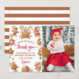 Gingerbread House Cookie Decorating Birthday Photo Thank You Card