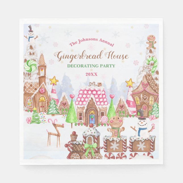 Gingerbread House Cookie Decorating Party Napkin (Front)