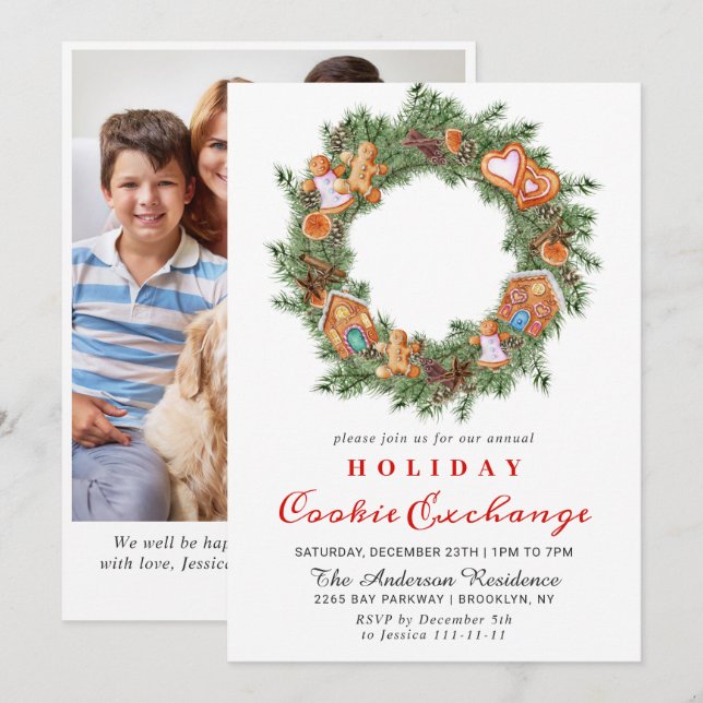 Gingerbread House Cookie Exchange Christmas Party Invitation (Front/Back)