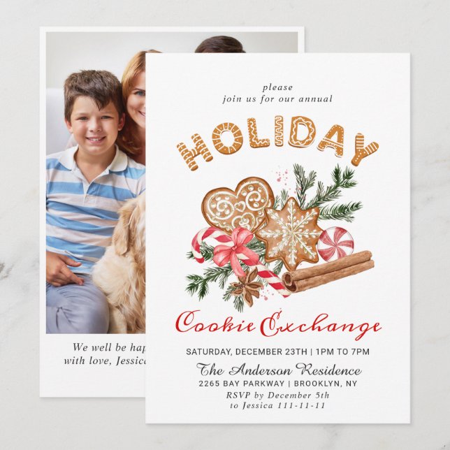 Gingerbread House Cookie Exchange Christmas Party Invitation (Front/Back)