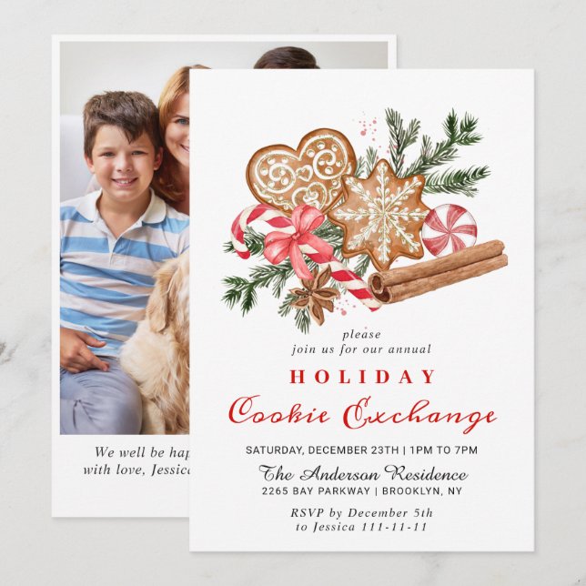 Gingerbread House Cookie Exchange Christmas Party Invitation (Front/Back)