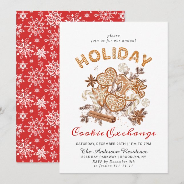 Gingerbread House Cookie Exchange Christmas Party Invitation (Front/Back)