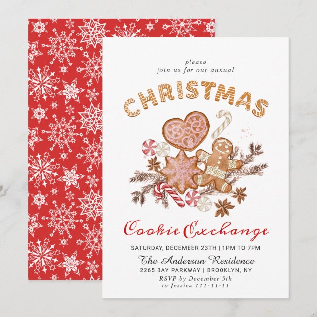 Gingerbread House Cookie Exchange Christmas Party Invitation (Front/Back)