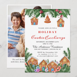 Gingerbread House Cookie Exchange Christmas Party Invitation