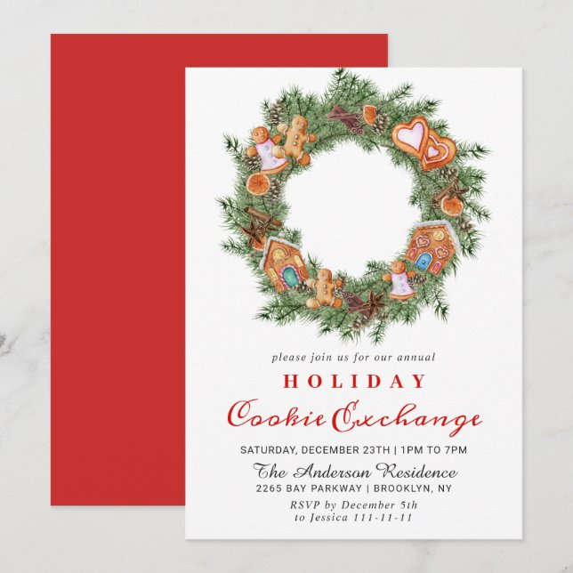 Gingerbread House Cookie Exchange Christmas Party Invitation (Front/Back)