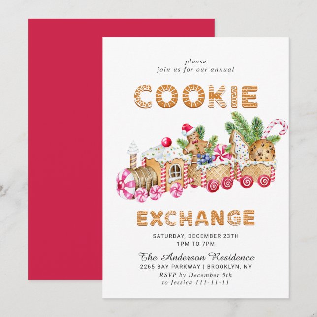 Gingerbread House Cookie Exchange Christmas Party Invitation (Front/Back)