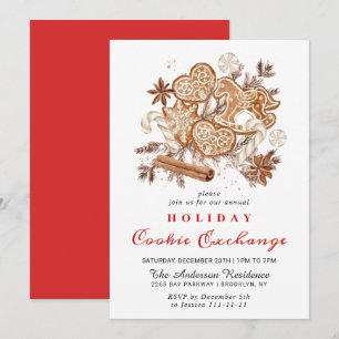 Gingerbread House Cookie Exchange Christmas Party Invitation