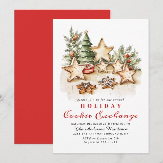 Gingerbread House Cookie Exchange Christmas Party Invitation (Front/Back)