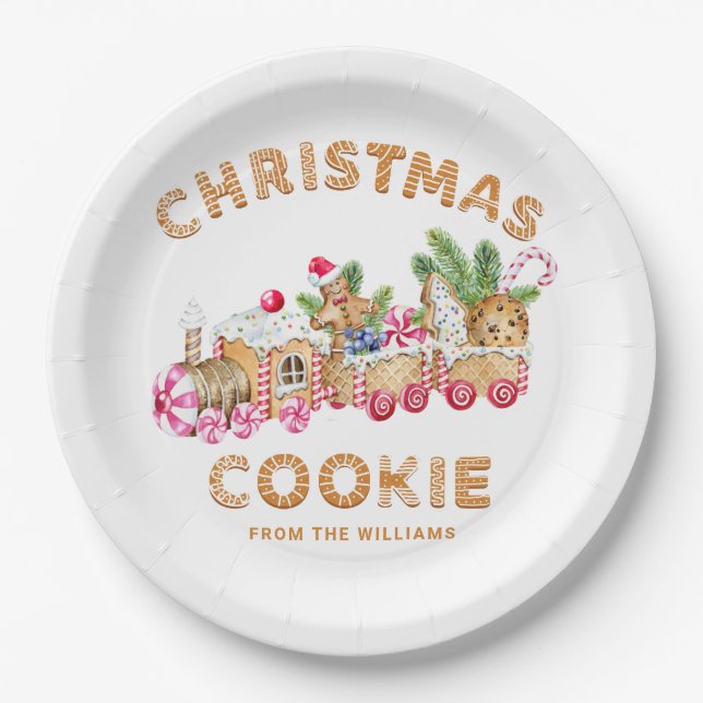 Gingerbread House Cookie Exchange Christmas Party Paper Plate (Front)
