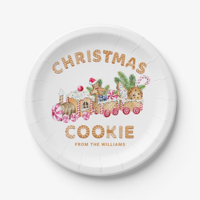 Gingerbread House Cookie Exchange Christmas Party Paper Plate (Front)