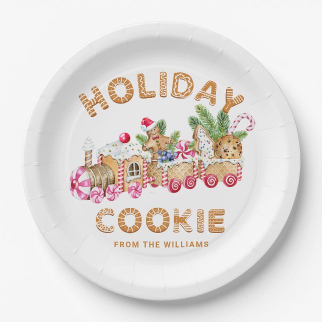 Gingerbread House Cookie Exchange Christmas Party Paper Plate (Front)