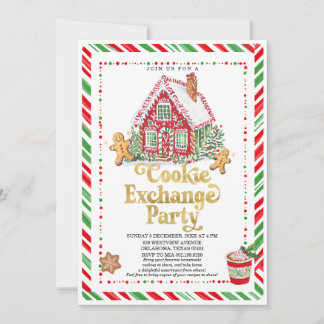 Gingerbread House Cookie Exchange Party Invitation