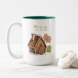 Gingerbread House, Cookies Personalised Christmas Two-Tone Coffee Mug