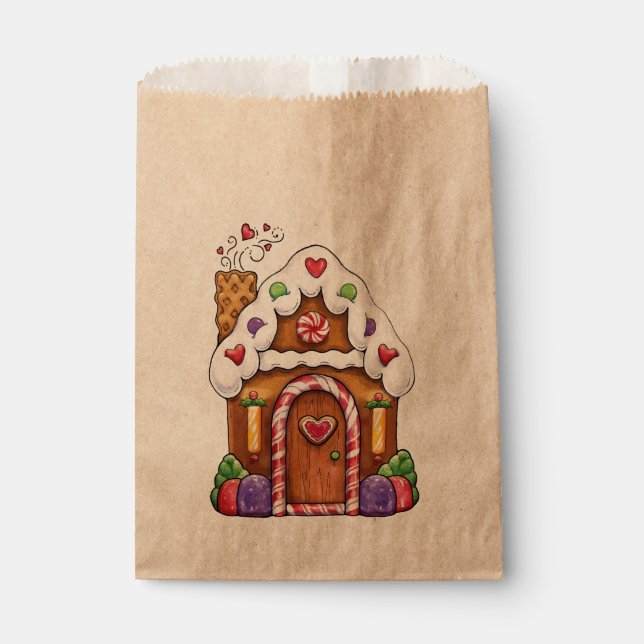 Gingerbread House Cottage Favour Bag (Front)