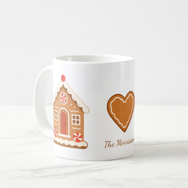 Gingerbread House Custom Name Coffee Mug (Front Left)