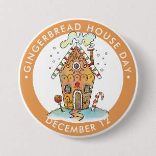 Gingerbread House Day, candy house 7.5 Cm Round Badge