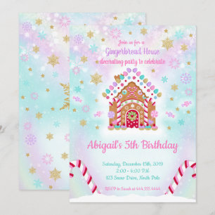 Gingerbread House Decorating Birthday Invitation