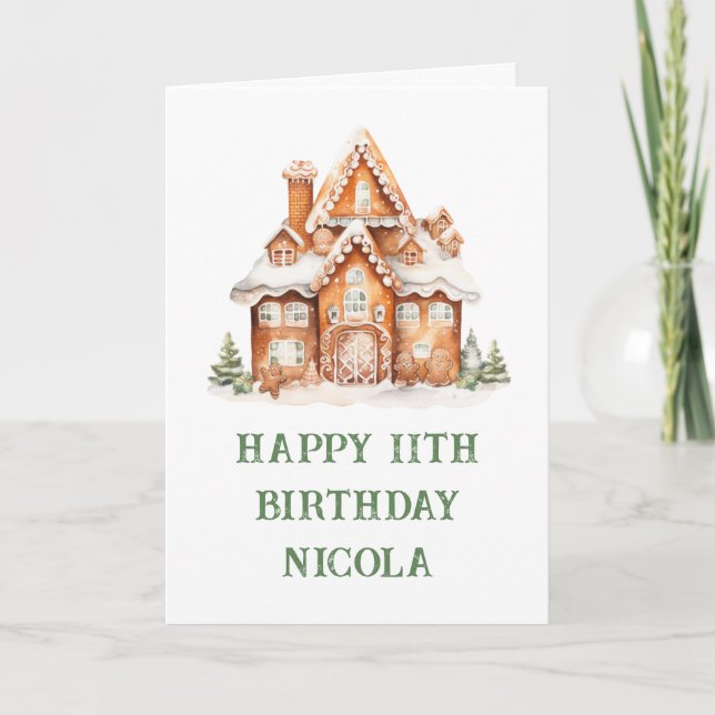Gingerbread House Decorating Birthday Party Card (Front)