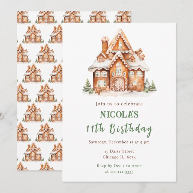 Gingerbread House Decorating Birthday Party Invitation (Front/Back)