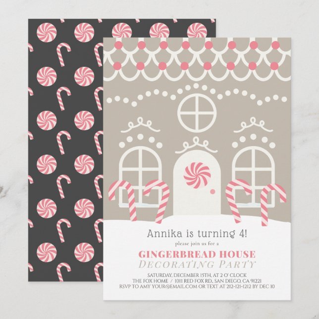 Gingerbread House Decorating Birthday Party Invitation (Front/Back)