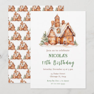 Gingerbread House Decorating Birthday Party Invitation