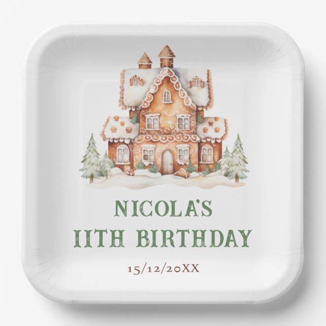 Gingerbread House Decorating Birthday Party Paper Plate (Front)