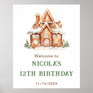 Gingerbread House Decorating Birthday Party Poster