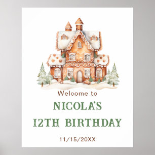 Gingerbread House Decorating Birthday Party Poster